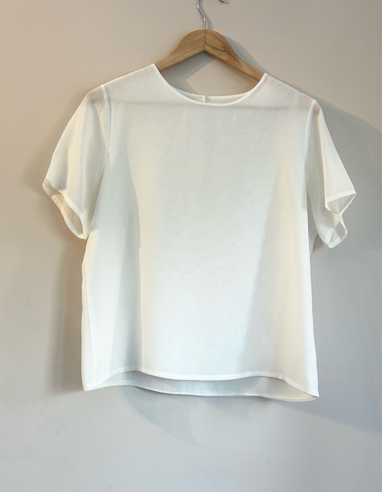 St Michael M&S UK 12 Light Cream Blouse | Short Sleeves | Vintage Smart Top