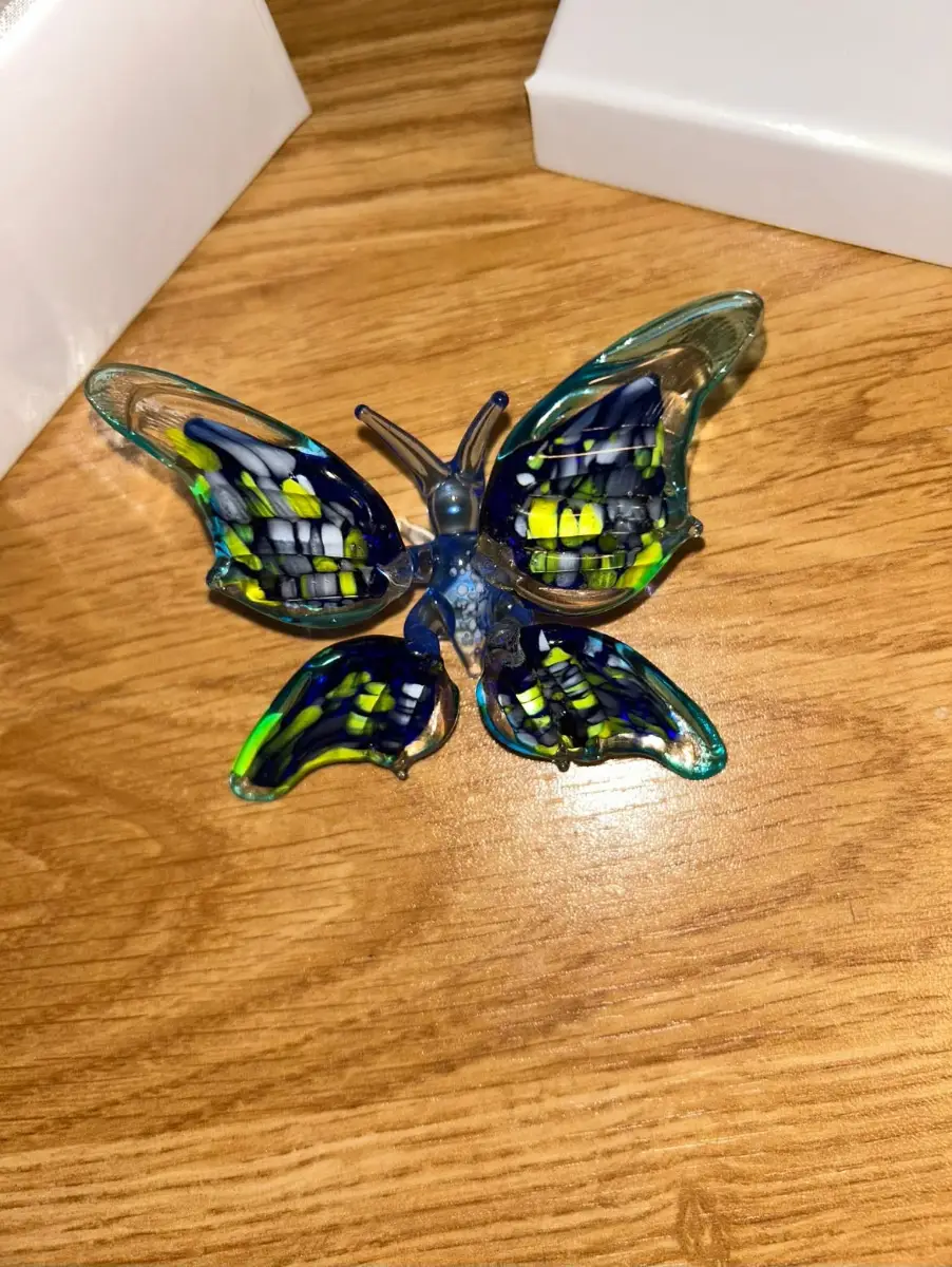 Objets D'Art Glass Figurine - Blue Butterfly