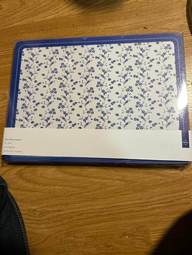 Blue Rose Set Of 4 Placemats