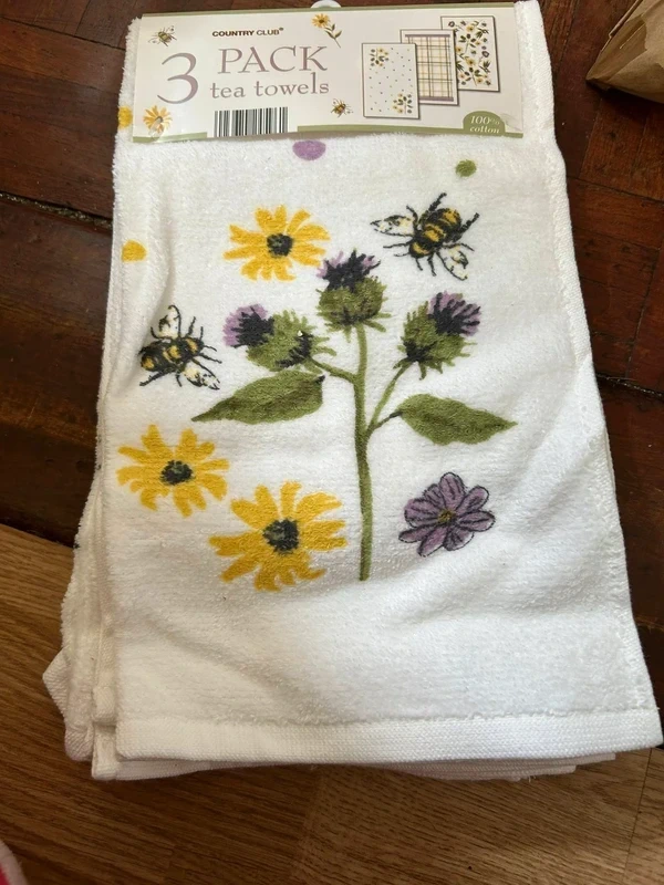 Tea Towel 3pk - Floral Bee