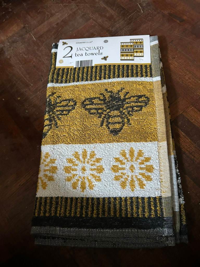 Jacquard Bees Tea Towels 2pk