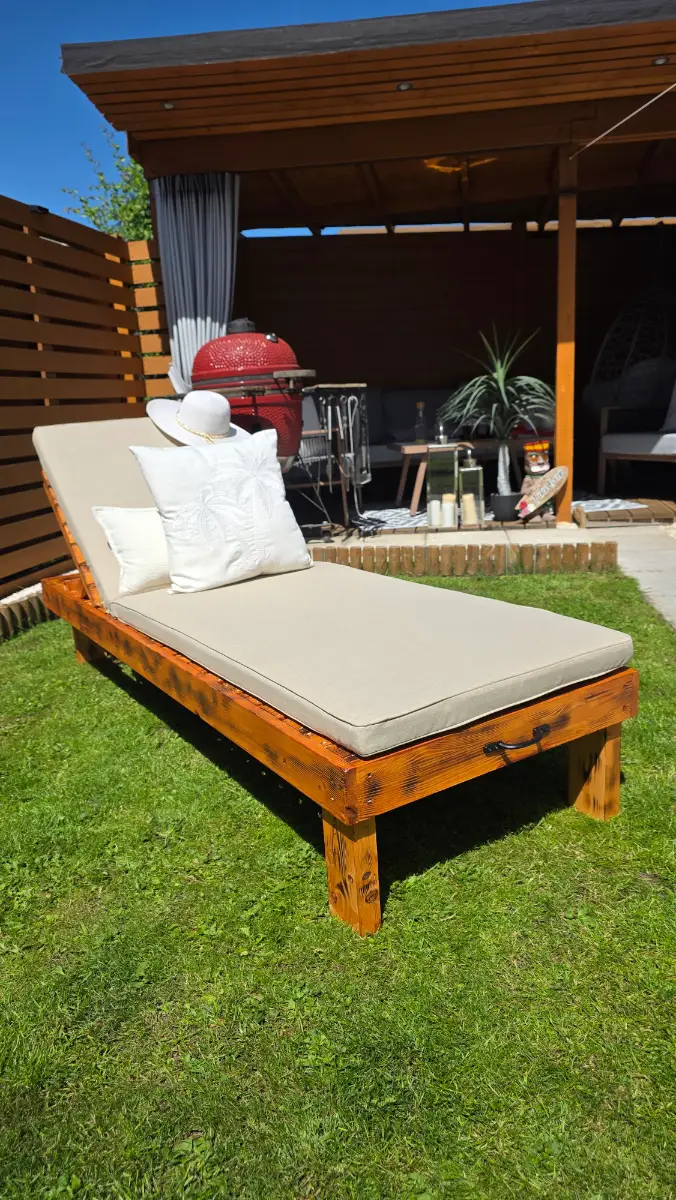 Handmade Heavy Duty Outdoor Sun Lounger – 4 Positions – Water Resistant
