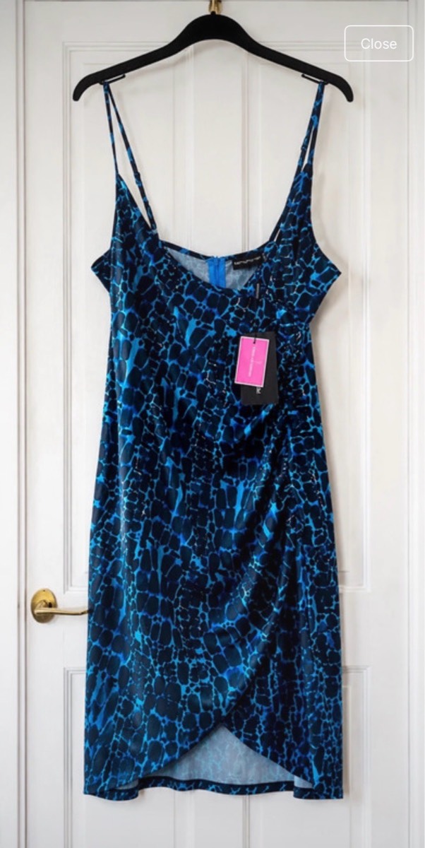 BNWT PrettyLittleThing Blue & Black Abstract Print