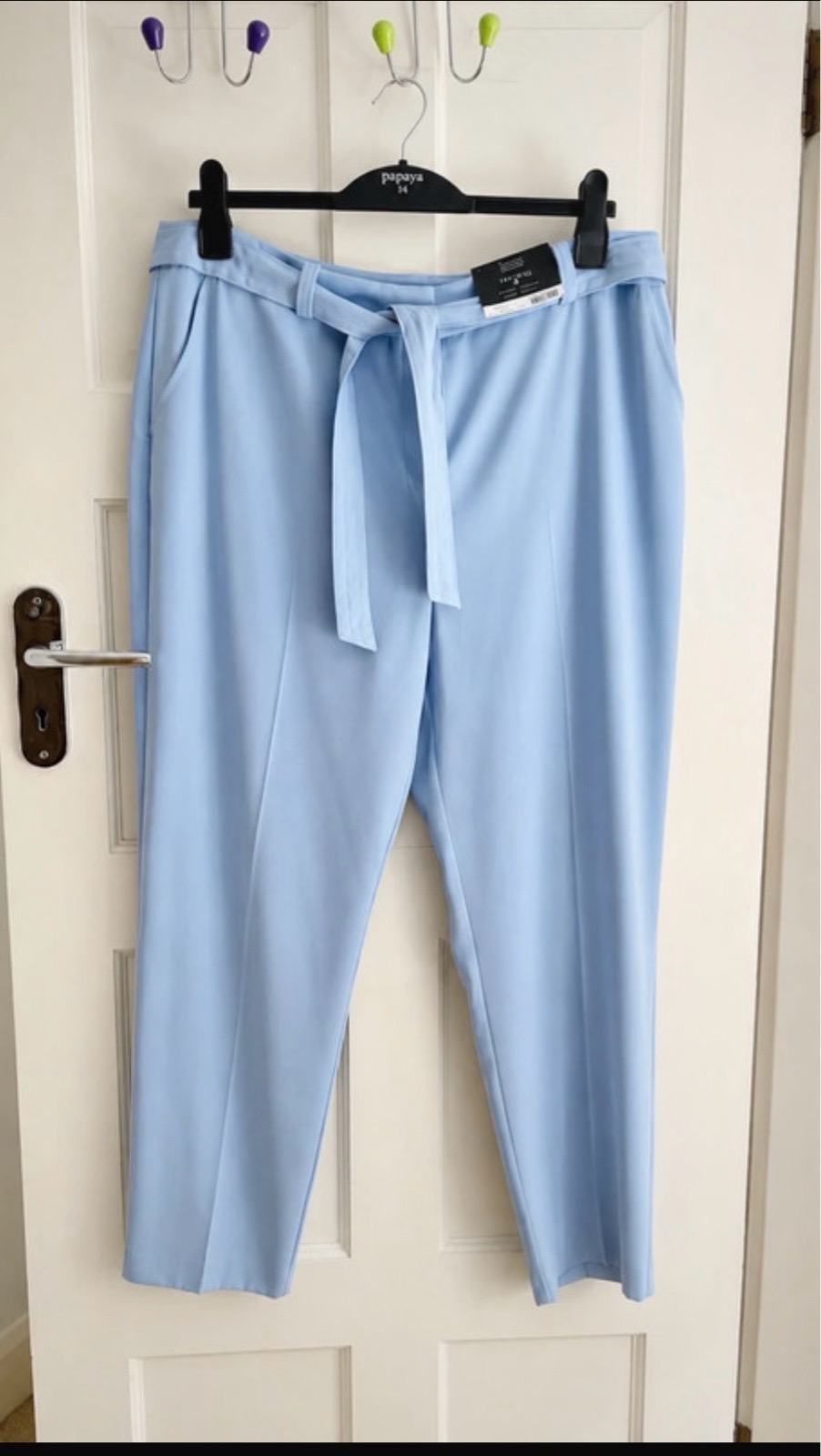 BNWT Baby Blue Tie Waist Tapered Trousers