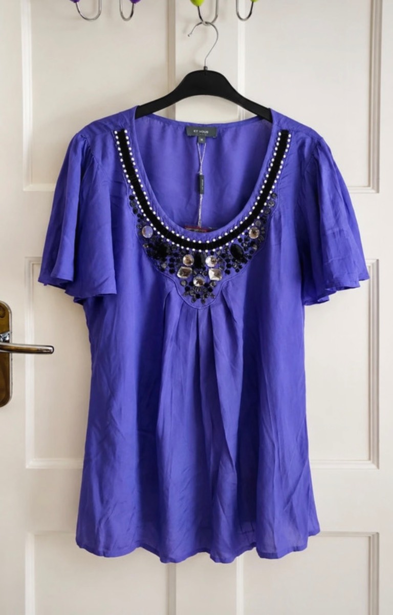 BNWT Et Vous purple Embellished Blouse