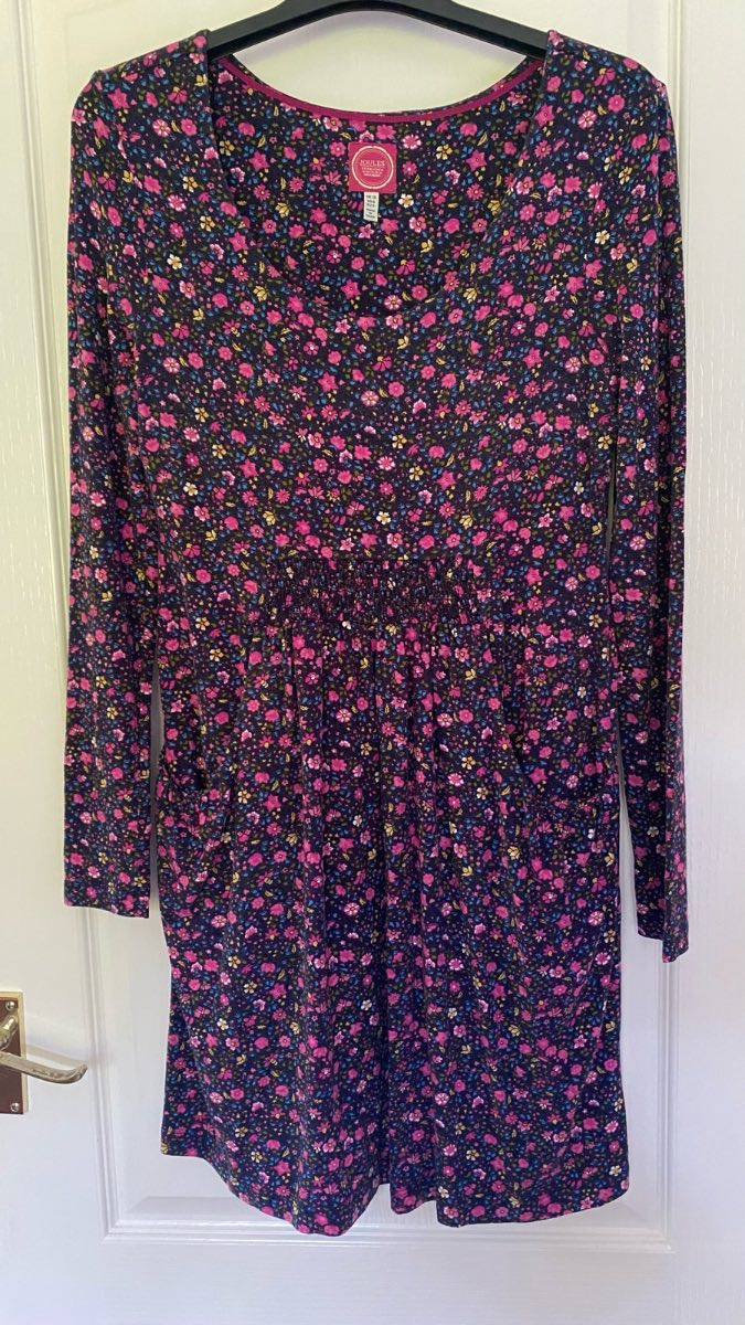 Joules Ditsy Floral Jersey Tunic Dress with pockets