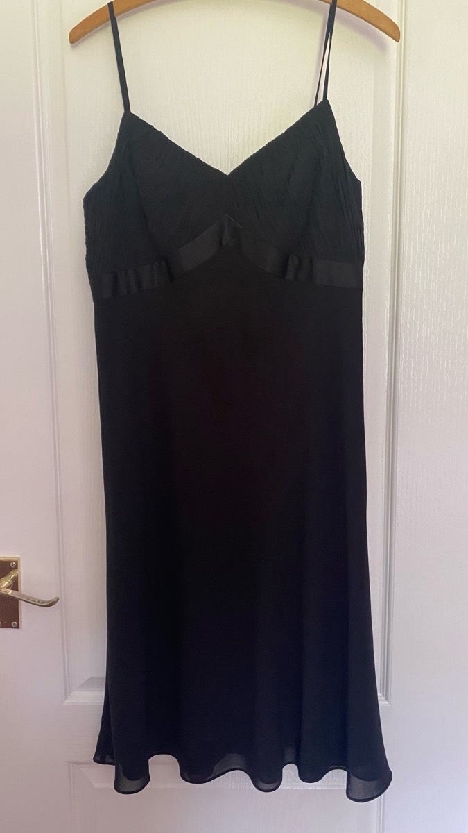 Vintage LOFT Silk Layer Midi Dress - Little Black Dress (Y2K / 90s) Size 8