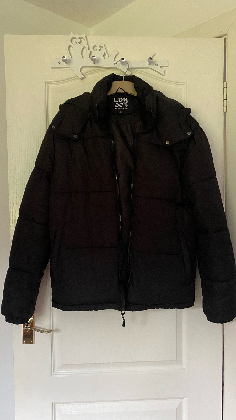 Brave Soul Black Puffer Jacket with Hood