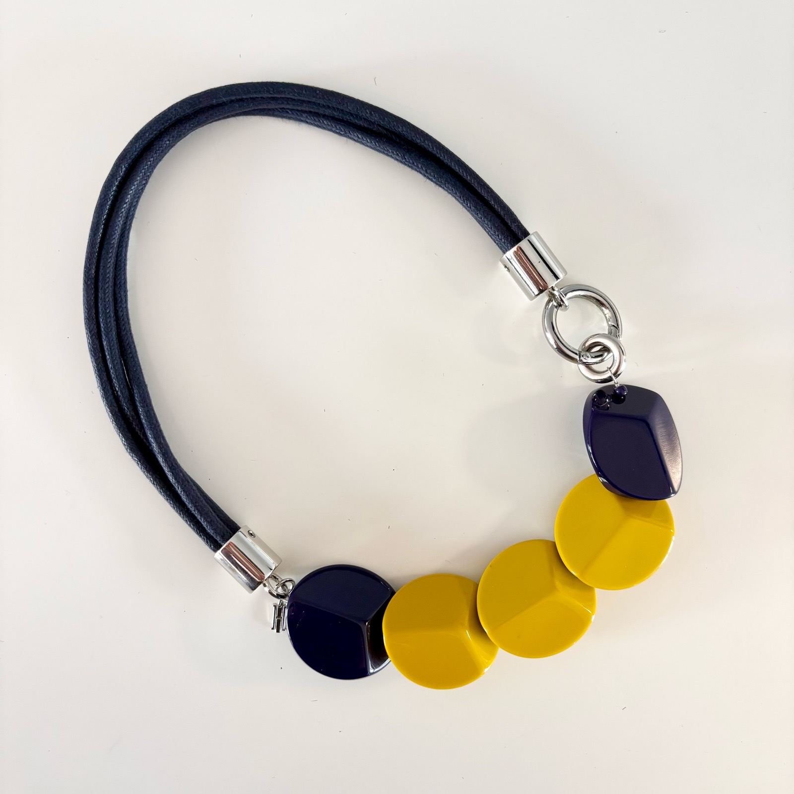 Hobbs Navy & Yellow Resin Chunky Statement Necklace