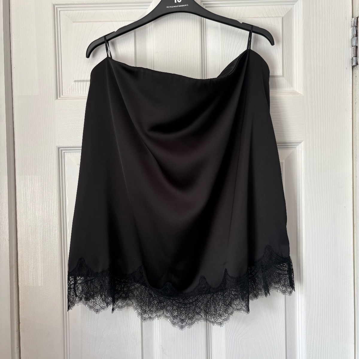 NWOT Zara Satin Effect Black Lace Trim Bandeau Top Size XXL