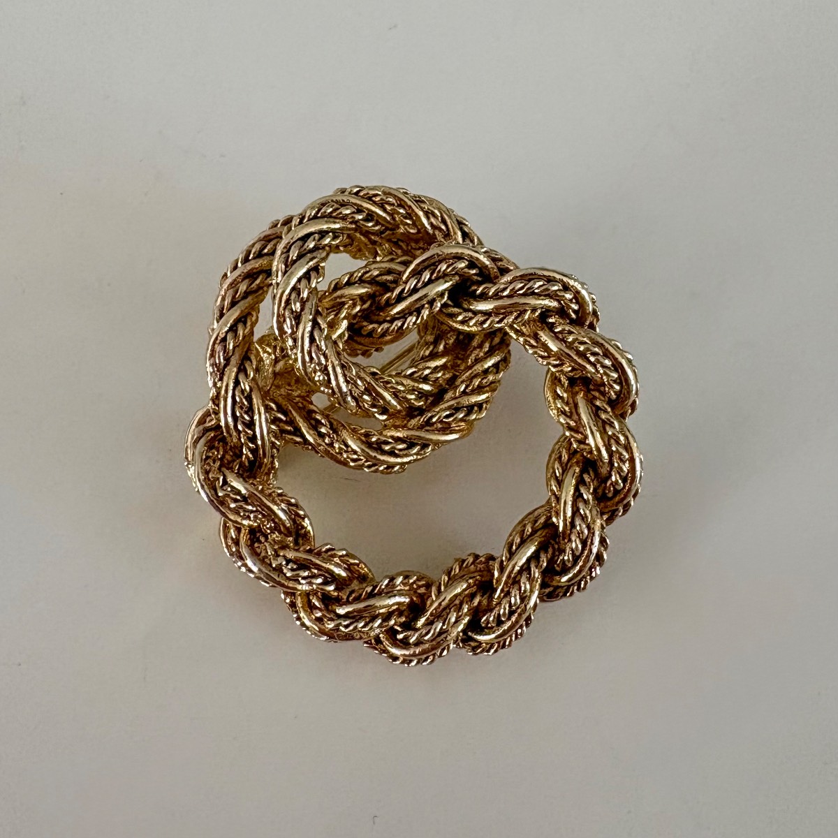Vintage Christian Dior Brooch Gold Tone Rope Knot Signed Chr Dior Germany