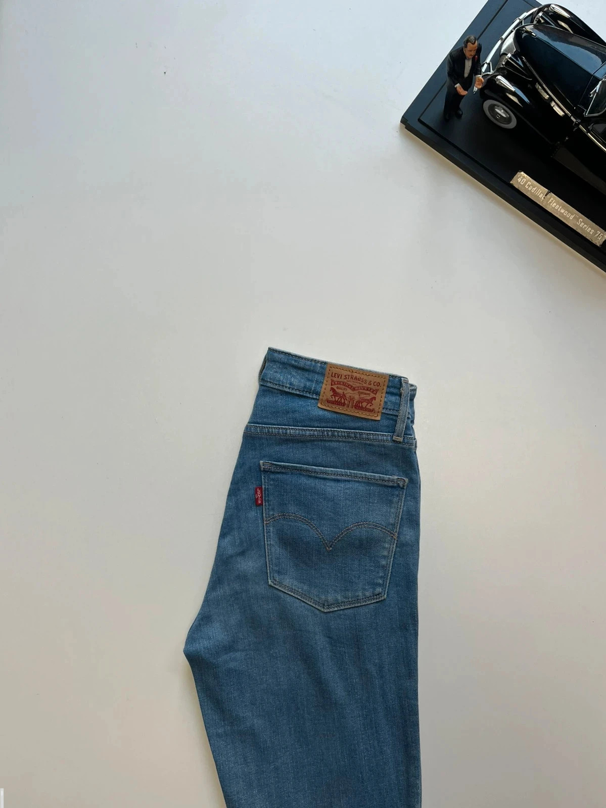 Levi’s 721 hi-rise skinny light blue stretch ripped raw-hem women’s jeans UK8 W26 L28 Altered