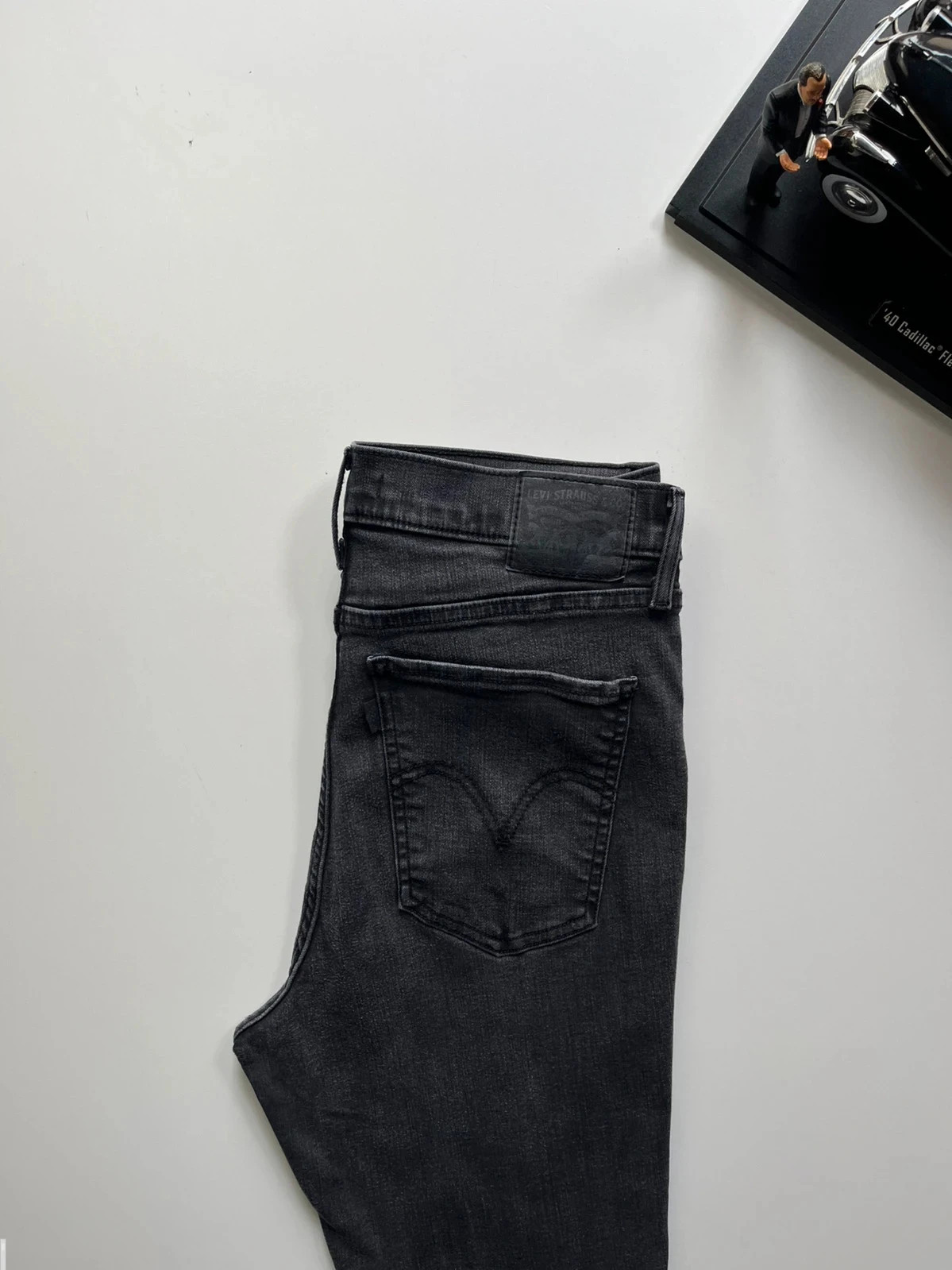 Levi’s vintage mile high super skinny black ripped stretch women’s jeans UK14 W32 L30