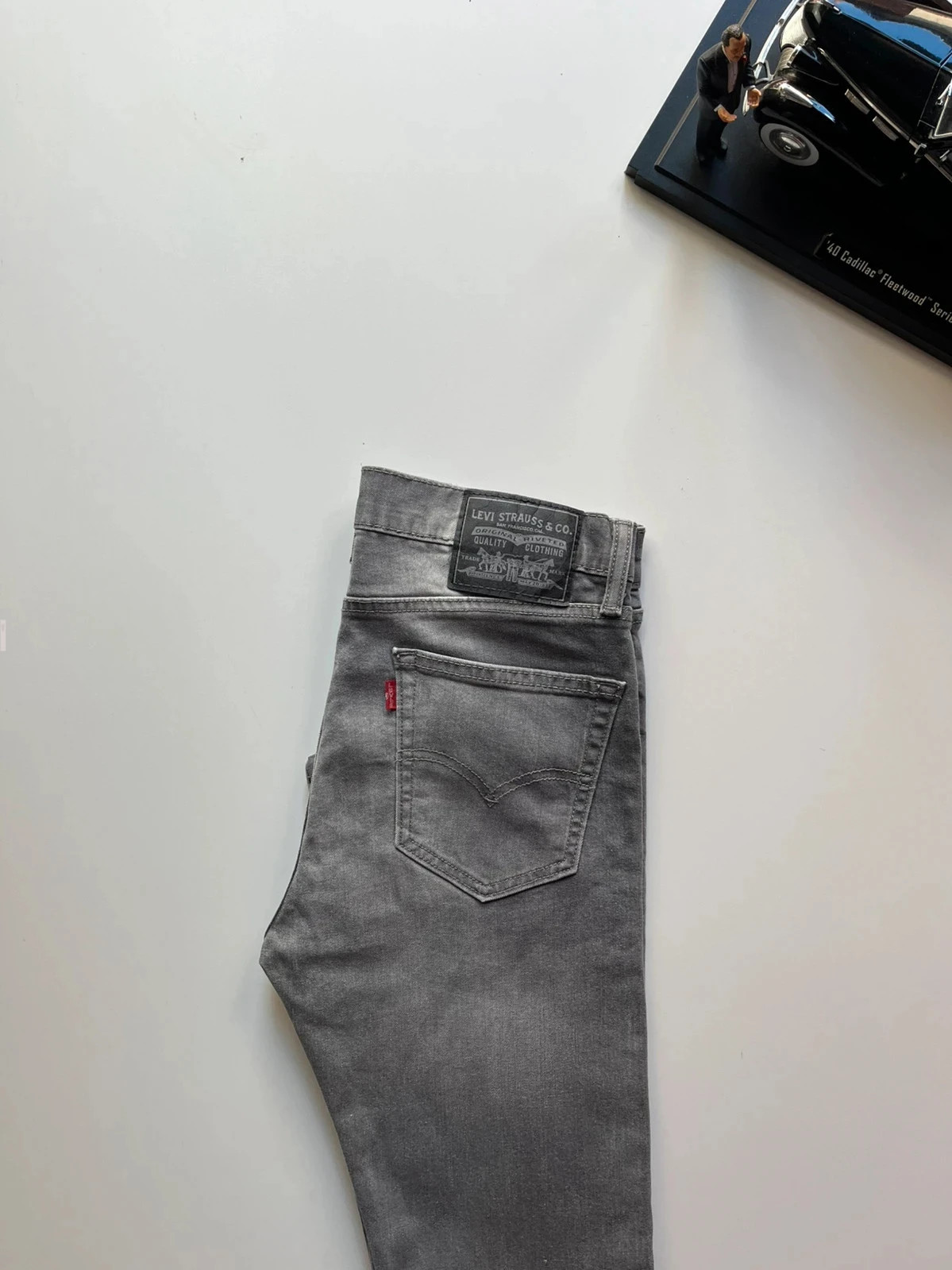 Levi’s vintage slim tapered mid-rise grey stretch women’s jeans UK10 W29 L30 Altered