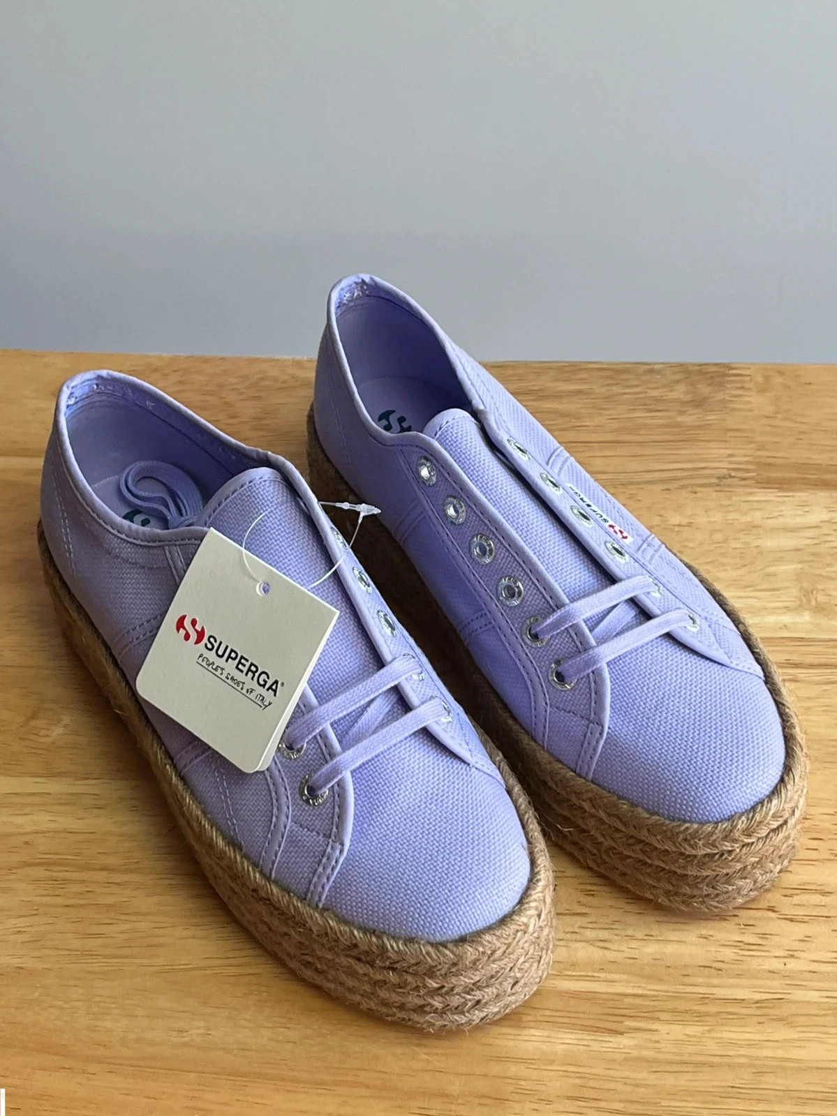 New with tags Superga 2790 Rope espadrille flatform lilac/brown Women’s shoes UK 4.5