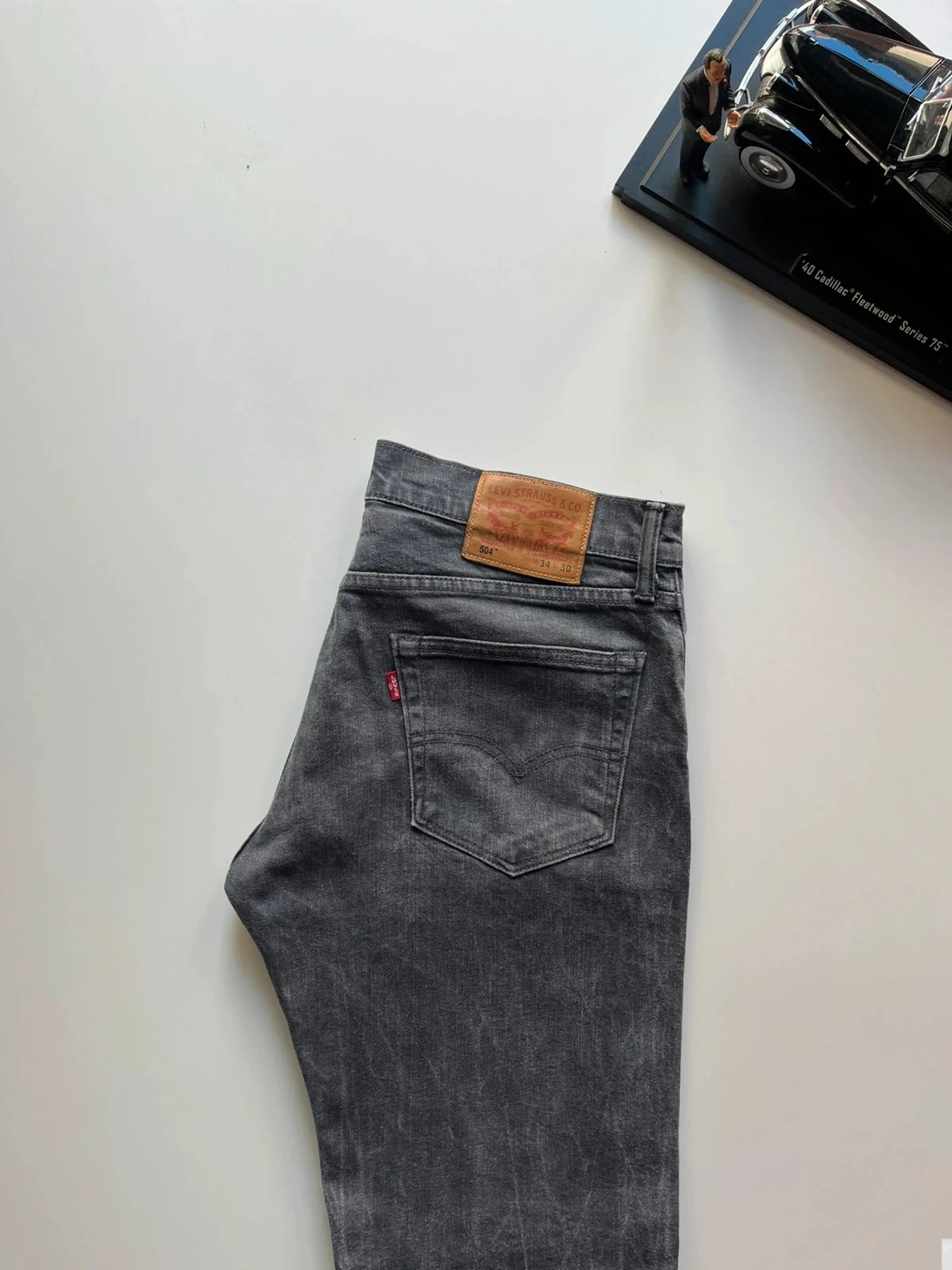 Levi’s vintage 504 regular fit straight leg stretch grey men’s jeans W34 L27 Altered