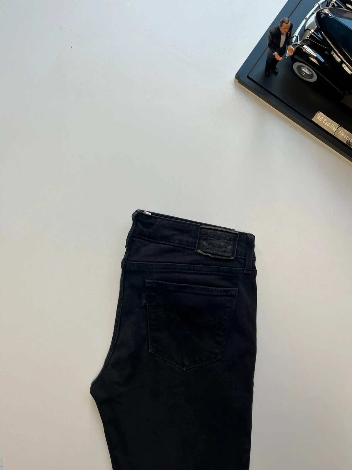 Levi’s vintage 711 skinny mid-rise stretch black women’s jeans UK10 W28 L29 Altered