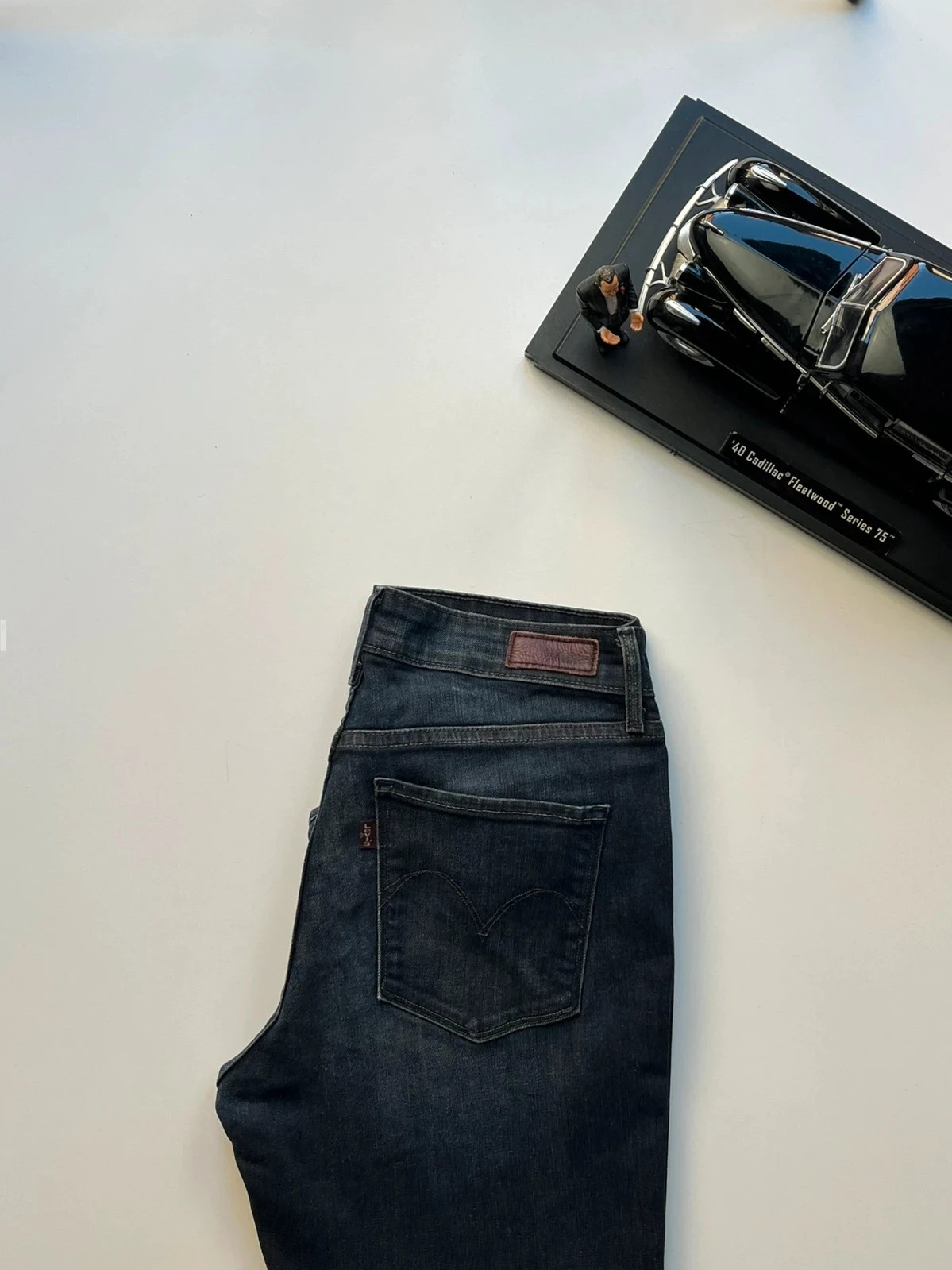 Levi’s Demi curve mid-rise straight leg dark blue women’s stretch jeans UK10 W29 L28 Altered