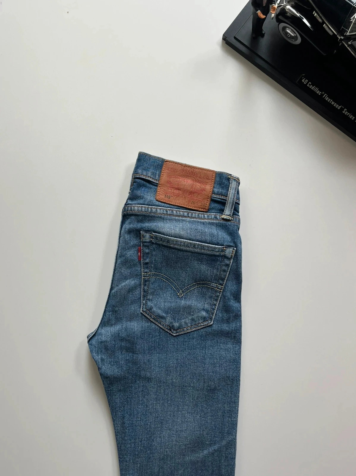 Levi’s vintage 519 slim tapered mid-rise blue stretch women’s jeans UK6 W24 L28 Altered