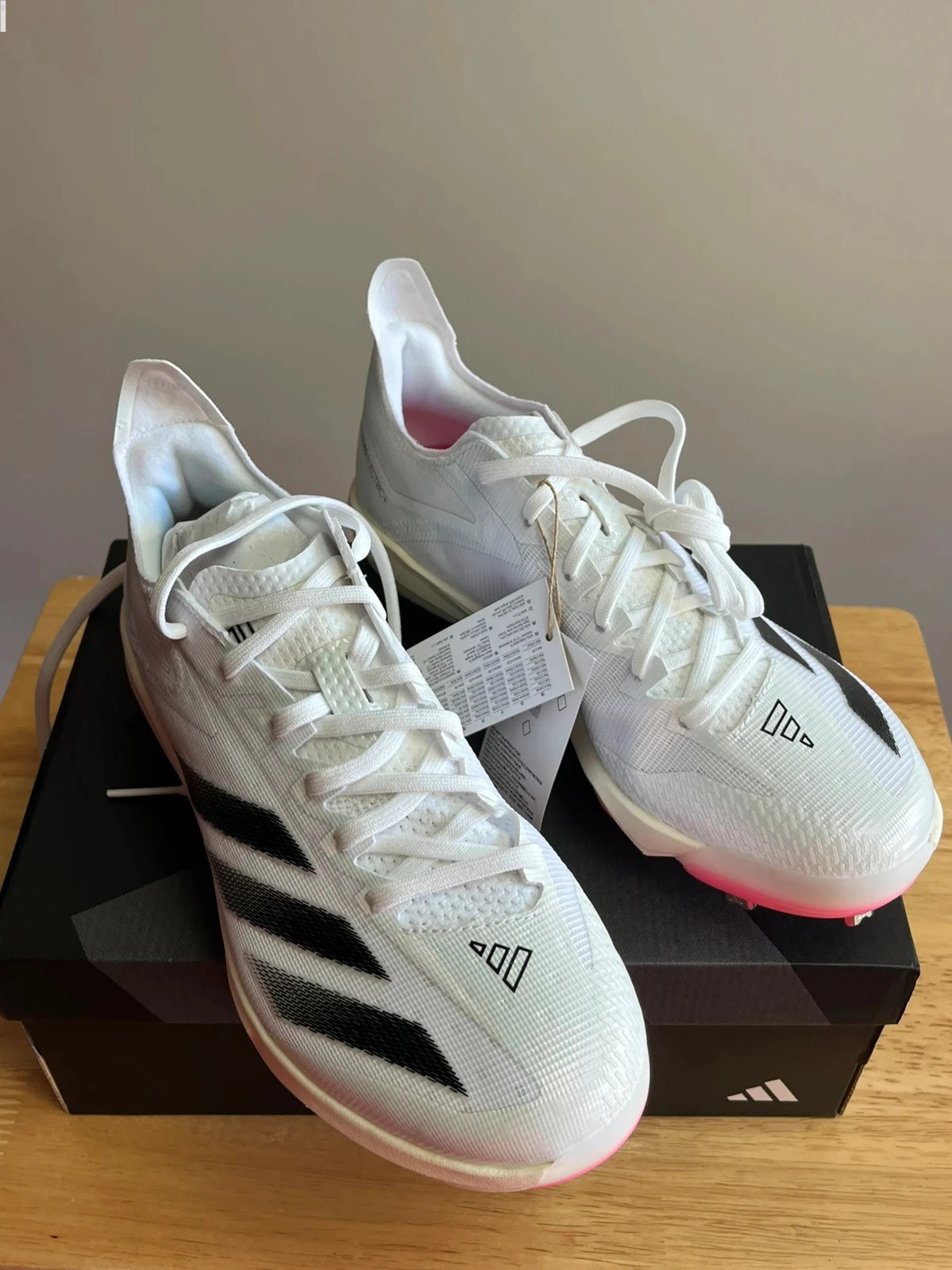 Brand New in box adidas adizero electric+ baseball/cleats white/pink/black men’s shoes UK7.5