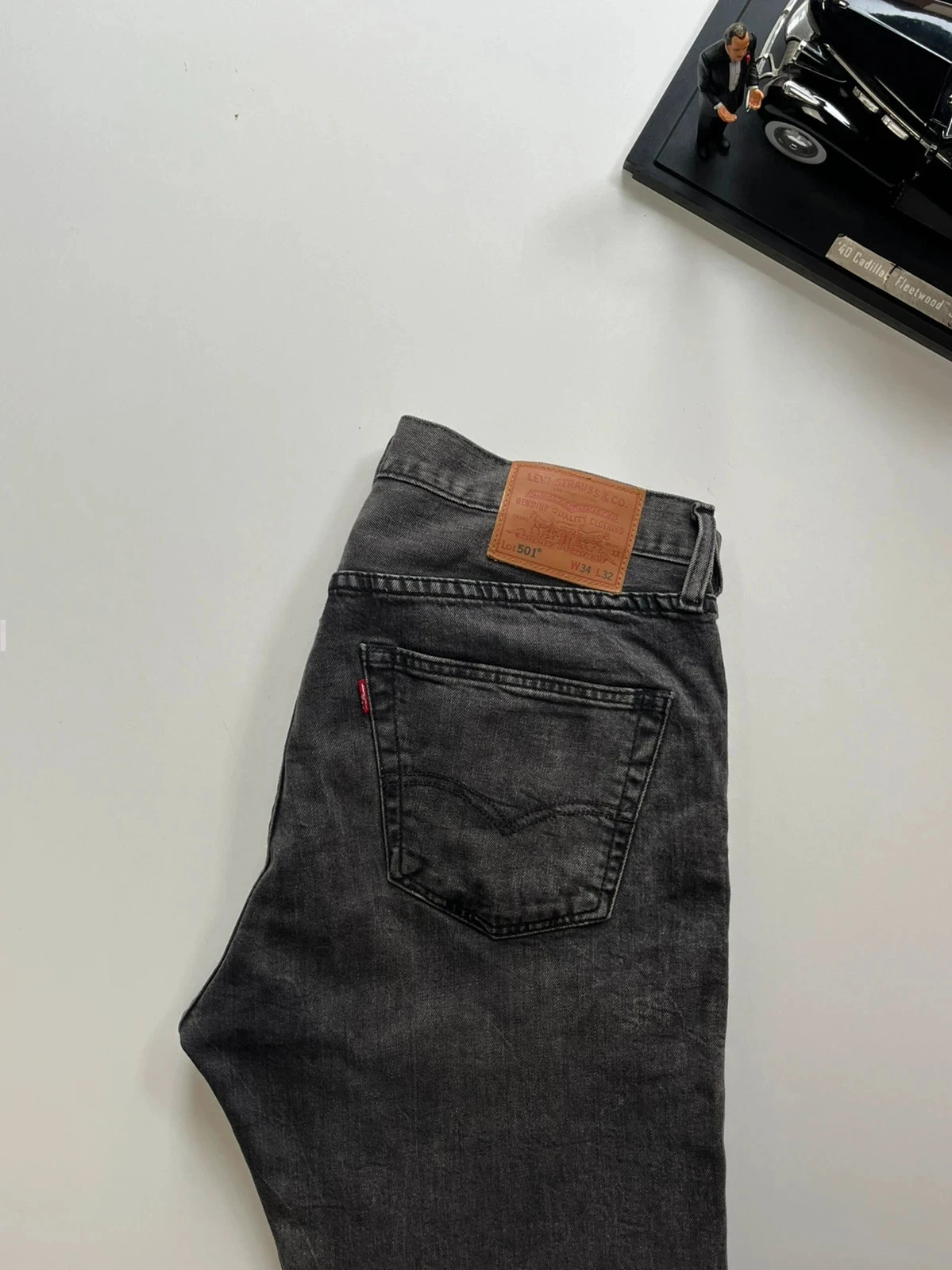 Levi’s vintage premium 501 classic straight button fly grey stretch men’s jeans W34 L31 Altered