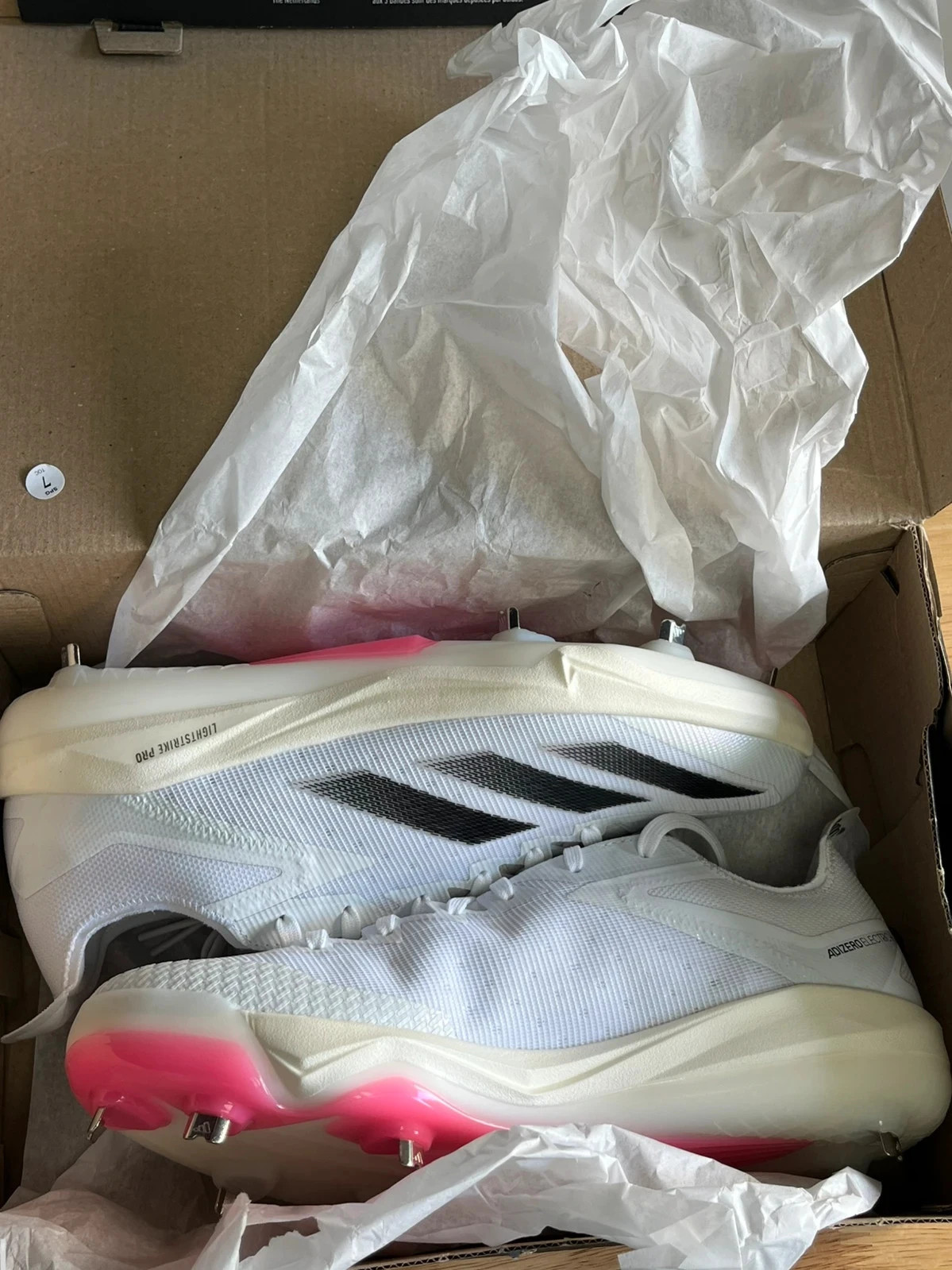 Brand new in box adidas adizero electric 2.0 baseball cleats black and white mens trainers UK9