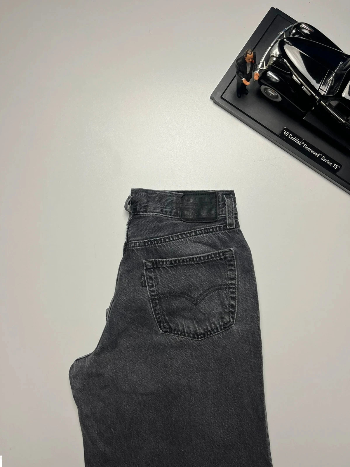 Levi’s vintage premium high-rise loose mom-style women’s dark grey stretch jeans UK8 W27 L25 Altered