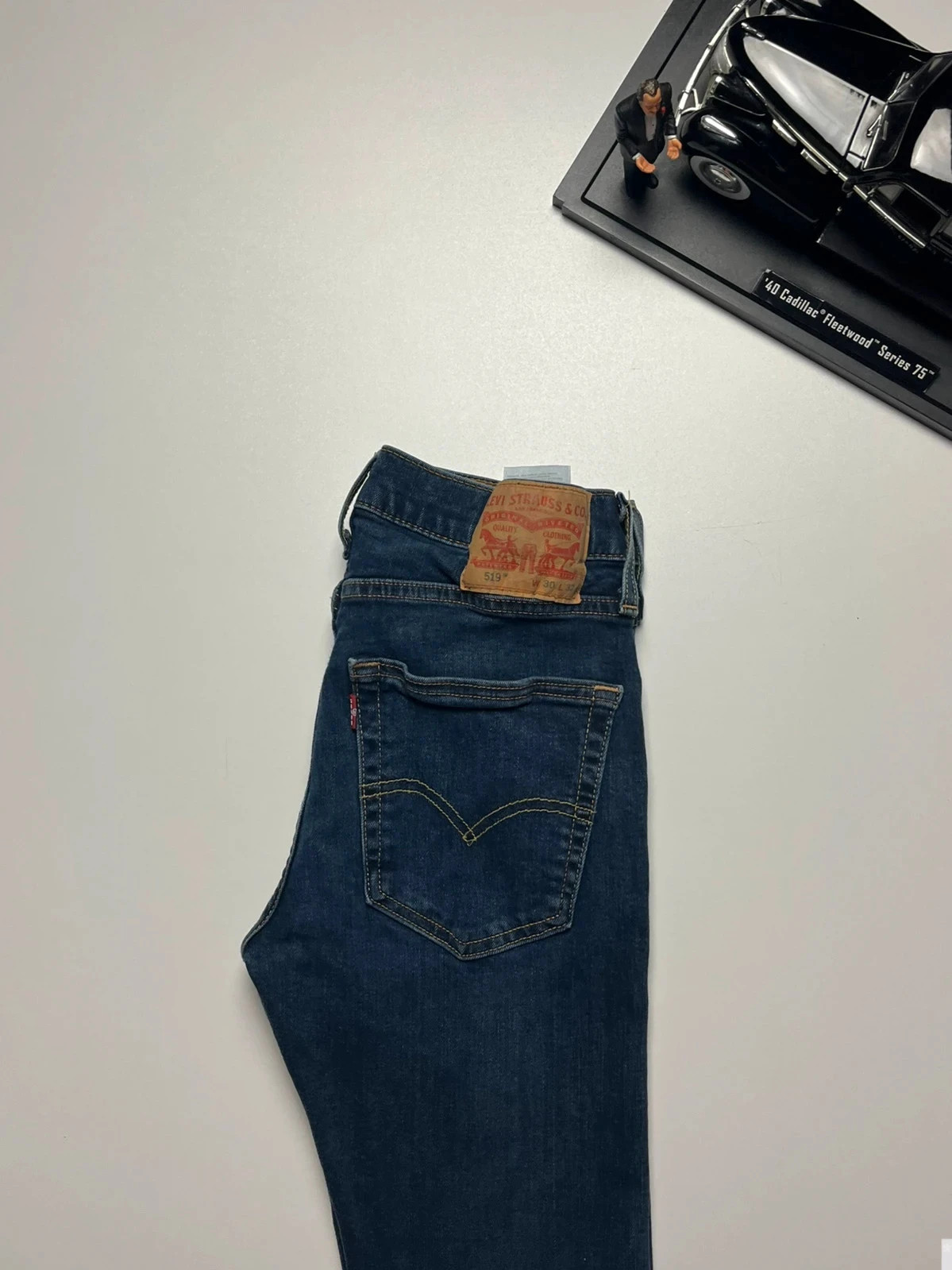 Levi’s vintage 519 slim leg navy blue stretch men’s jeans W29 L30 Altered