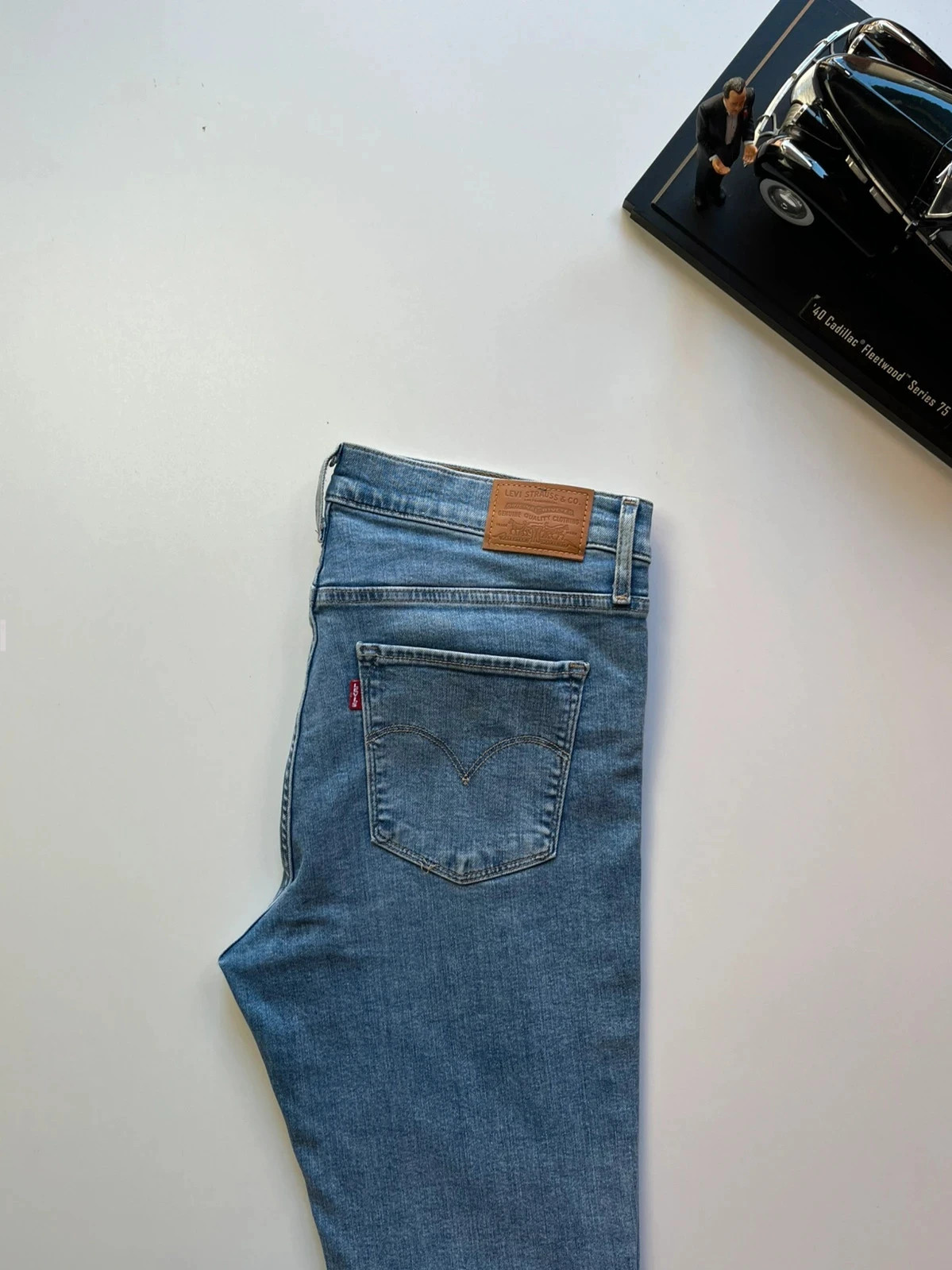 Levi’s premium 720 hi-rise super-skinny light blue stretch women raw-hem jeans UK10 W29 L27 Altered