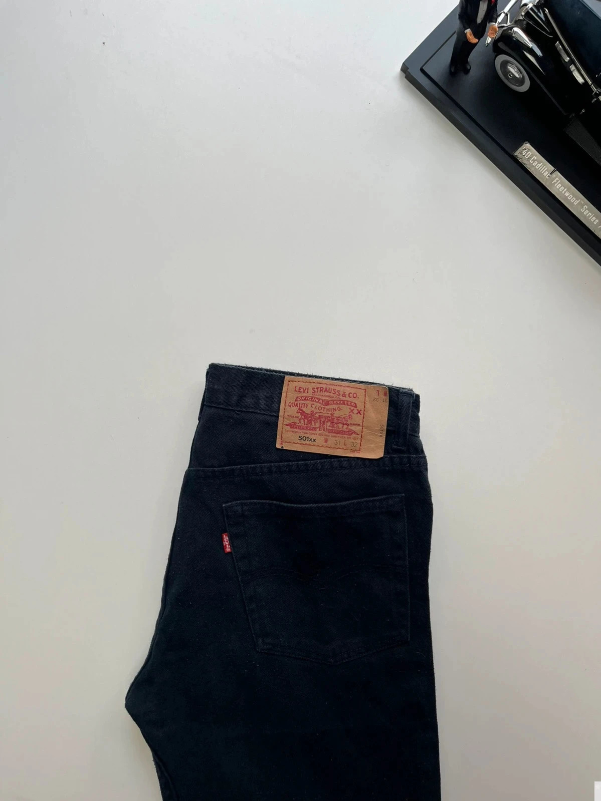 Levi’s vintage 501 xx classic straight button fly navy women’s jeans uk12 W30 L26 Altered