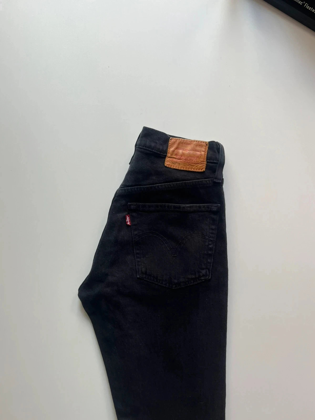 Levi’s vintage premium 501 S slim taper button fly mid-rise black stretch women’s jeans UK6 W24 L30