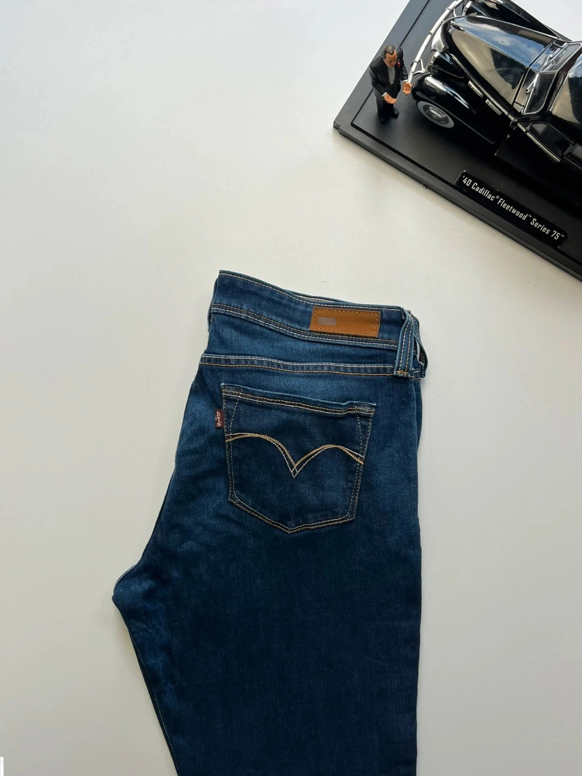 Levi’s Demi curve lowrise skinny tapered leg stretch dark blue women’s jeans uk 12 W31 L32 altered