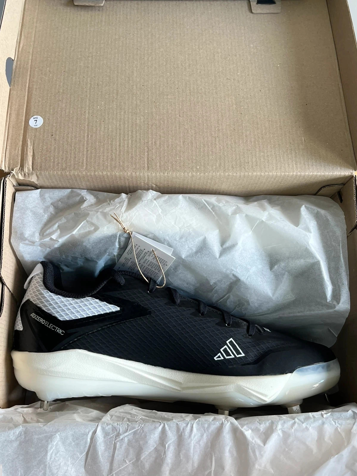 Brand new in box adidas adizero electric baseball cleats black and white mens trainers UK8.5