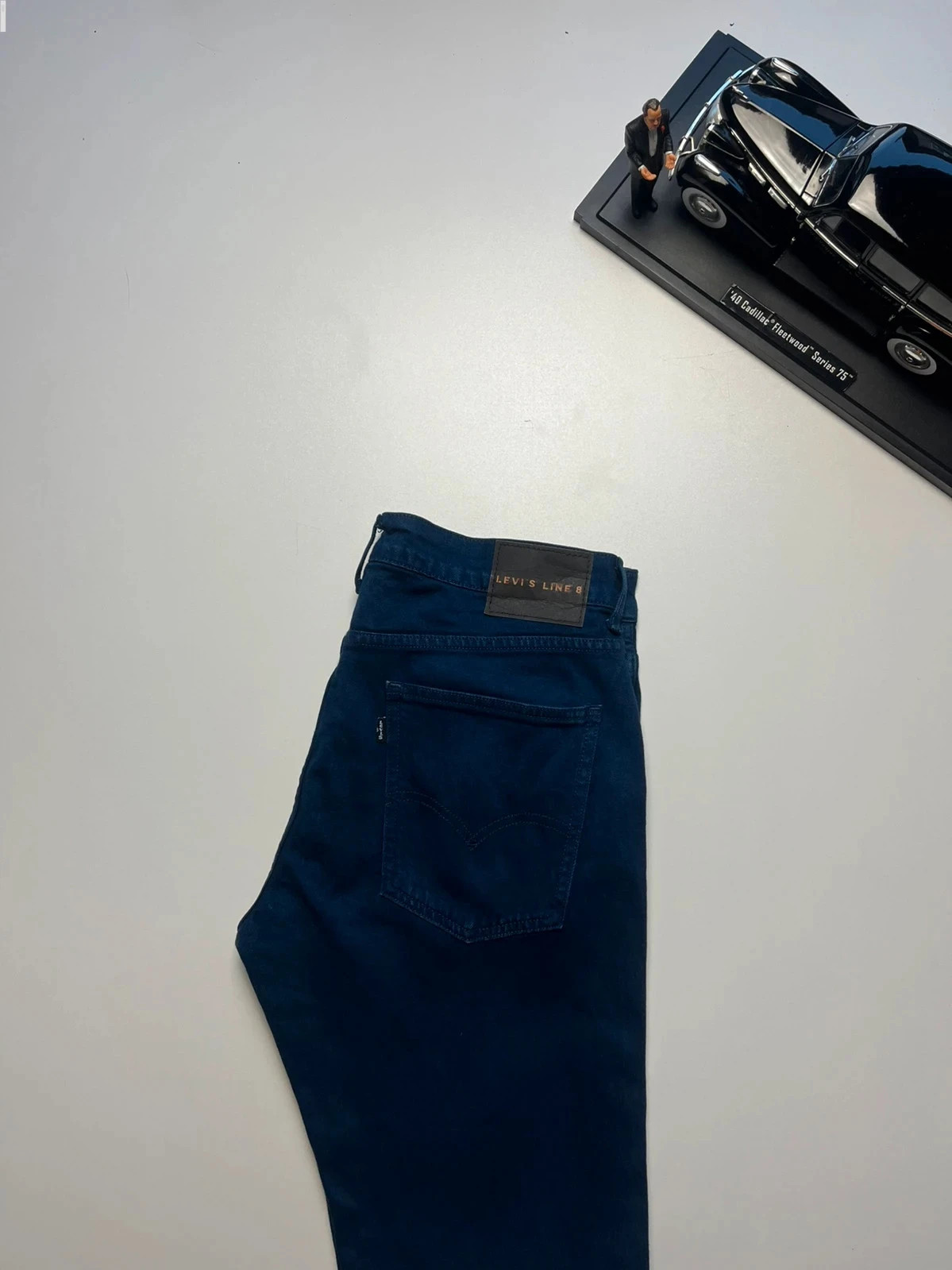 Levi’s vintage line 8 mid-rise slim straight leg navy stretch women’s jeans UK14 W32 L31 Altered