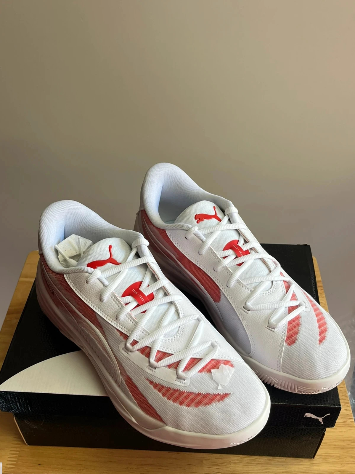 Brand new in box Puma all-pro nitro T sn99 white/red men’s basketball trainers UK9.5