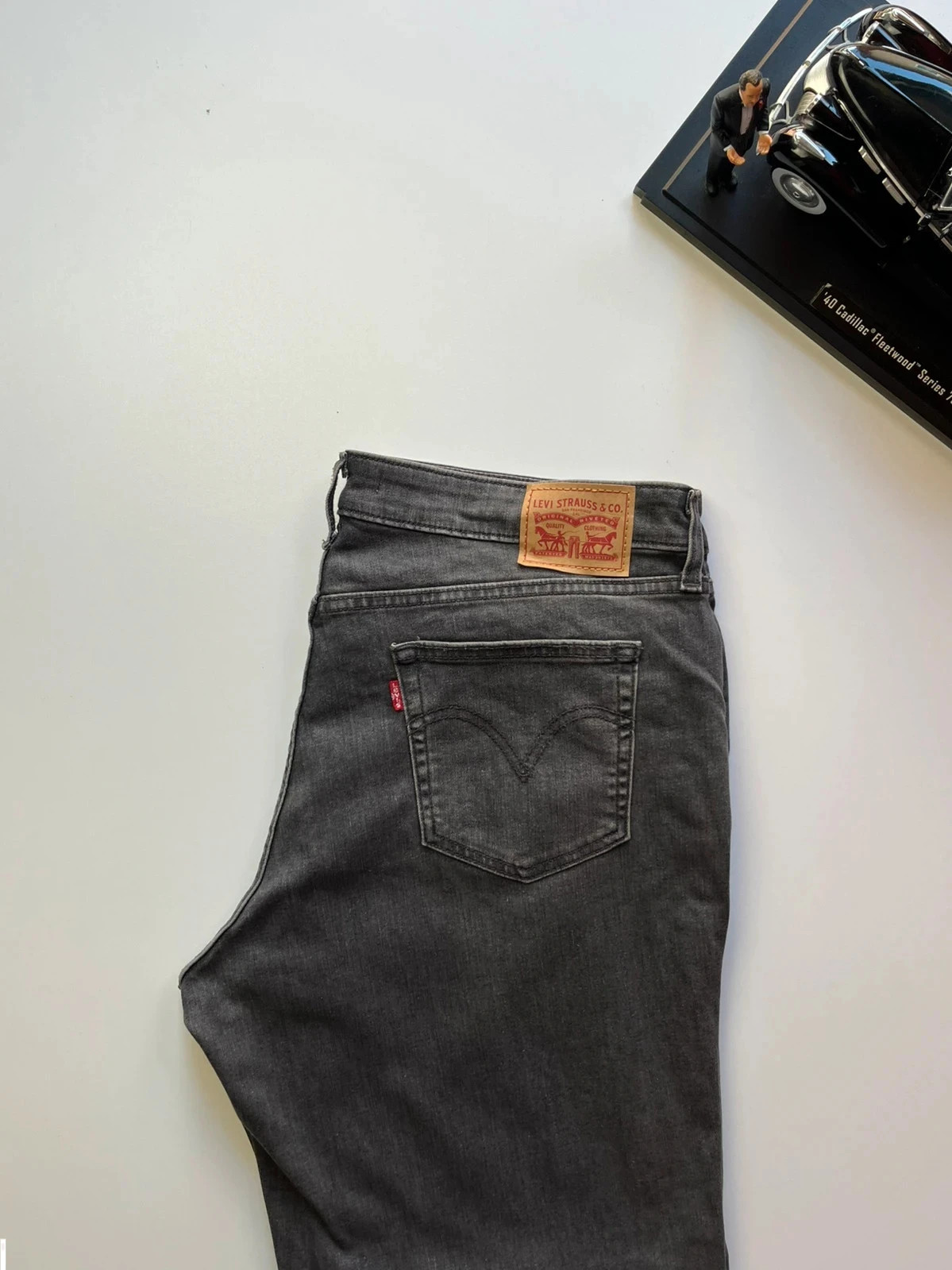 Levi’s vintage boyfriend mid-rise relaxed dark grey tapered stretch women’s jeans UK18W W38 L27