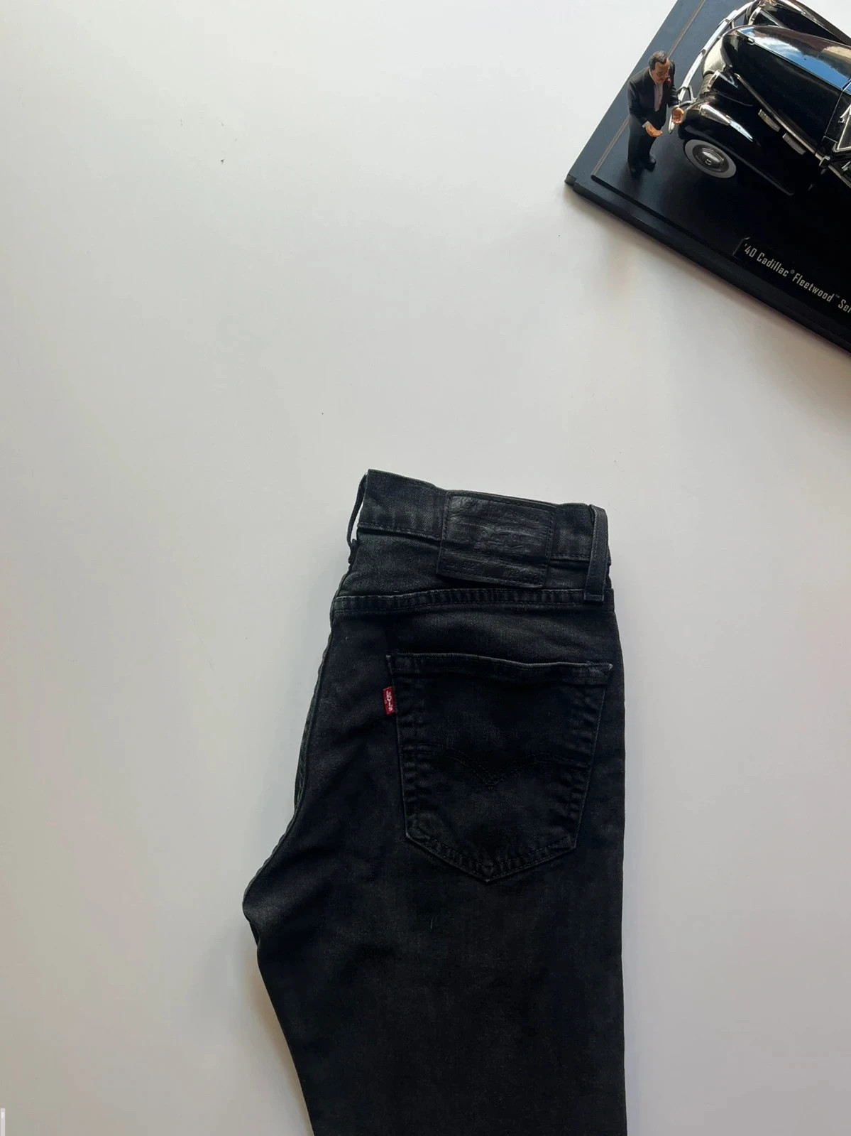 Levi’s vintage premium 502 regular fit tapered leg black stretch men’s jeans W28 L30 Altered