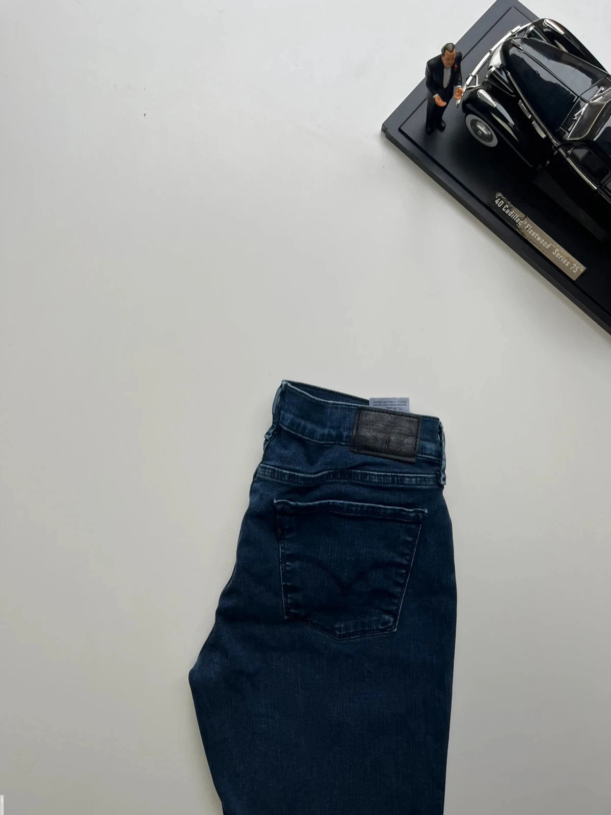 Levi’s premium 710 super skinny mid-rise navy stretch women’s raw-hem jeans UK12 W30 L30 Altered