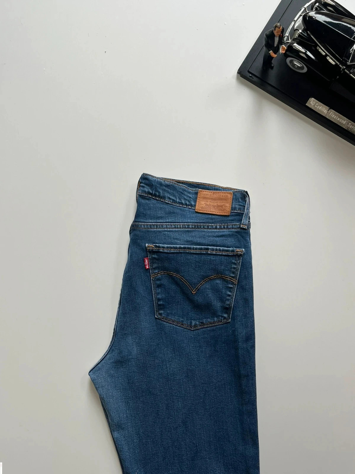 Levi’s vintage premium 724 hi-rise straight blue stretch women’s jeans UK12 W30 L29 Altered