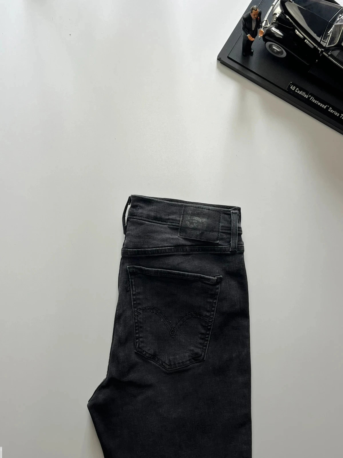 Levi’s vintage mile high super skinny raw-hem black stretch women’s jeans UK14 W32 L26 Altered