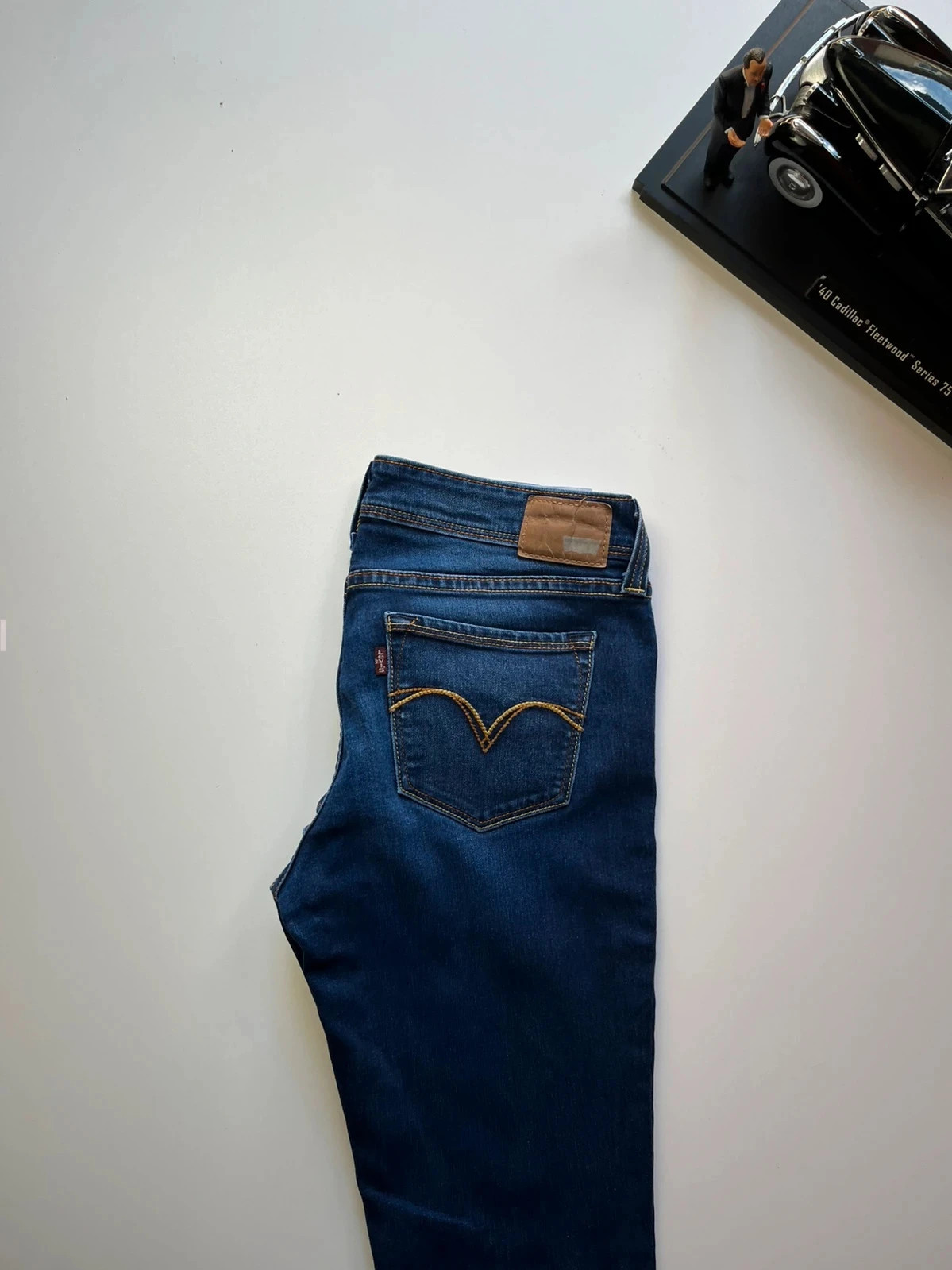 Levi’s vintage Demi curve lo-rise skinny navy stretch women’s jeans UK10 W28 L30 Altered