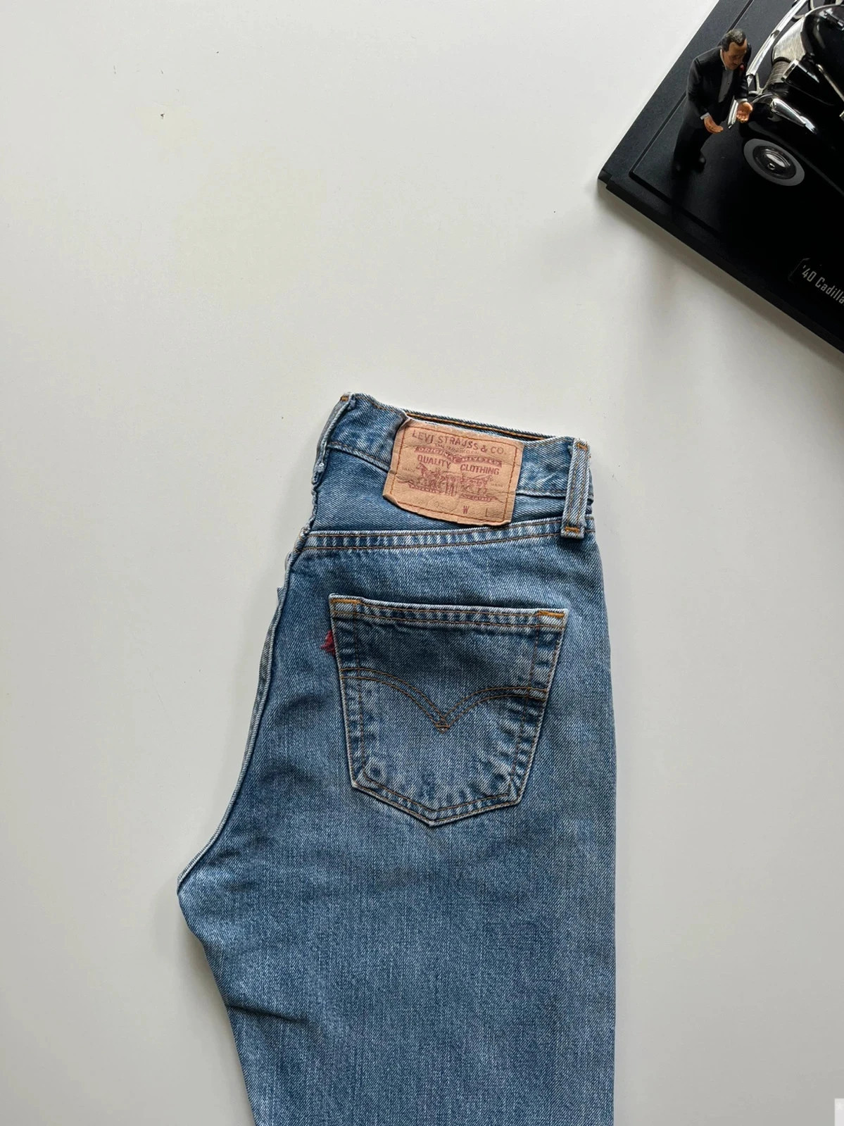 Levi’s vintage 534 hi-rise slim fit mom-style light blue women’s jeans UK6 W25 L29 Altered