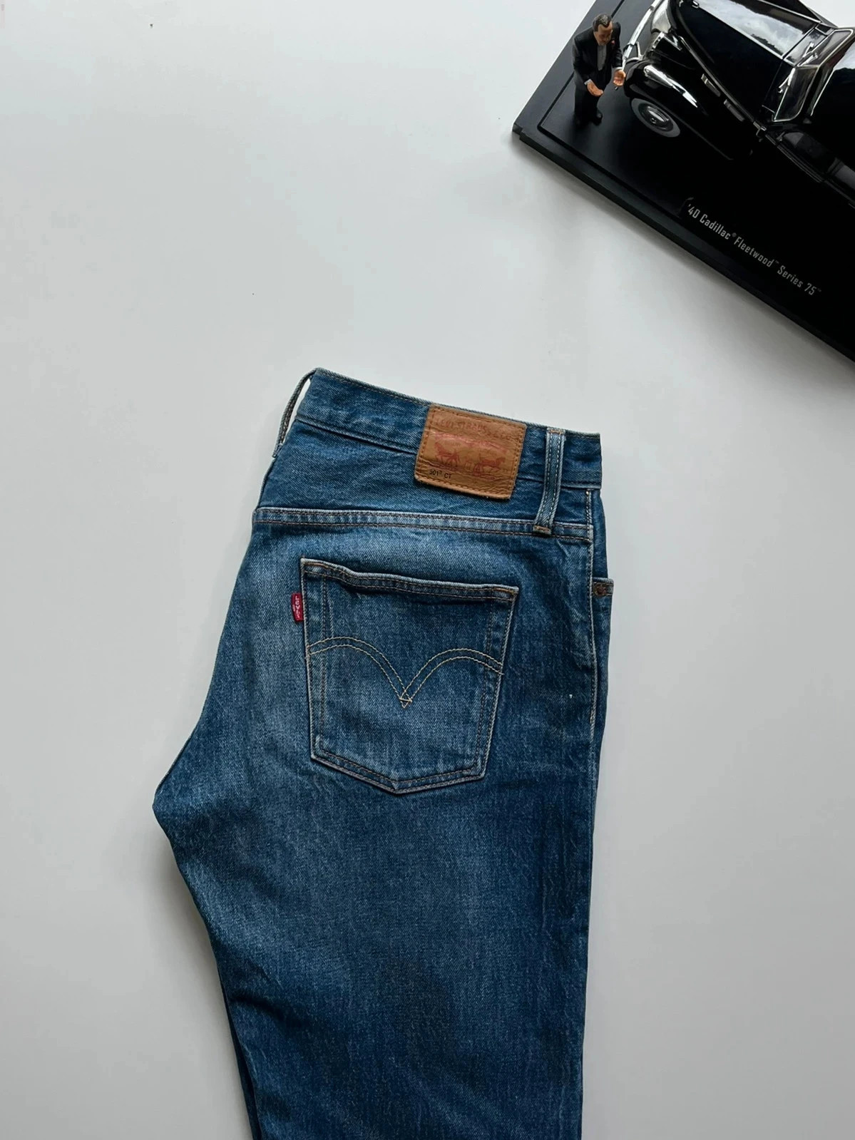 Levi’s vintage 501 custom tapered button fly blue stretch men’s jeans W33 L28 Altered