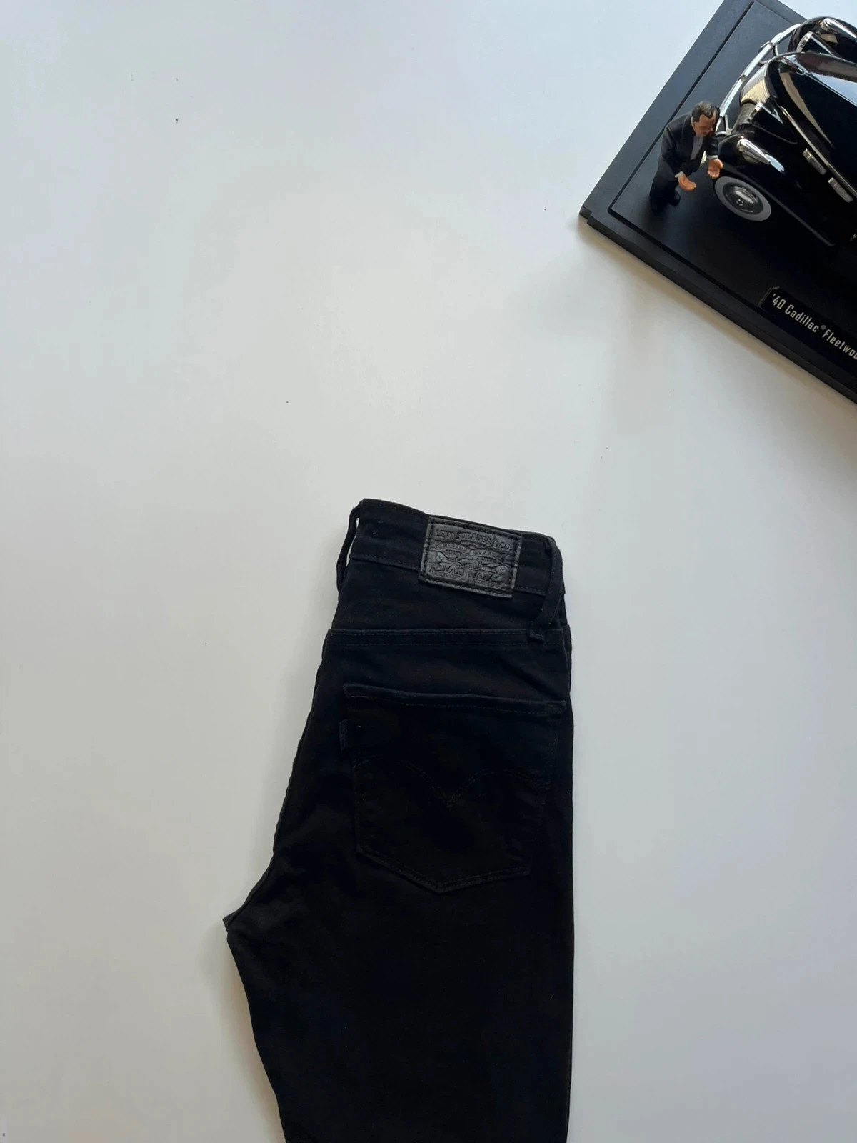 Levi’s vintage 721 high-rise skinny black stretch raw-hem women’s jeans UK6 W24 L27 Altered