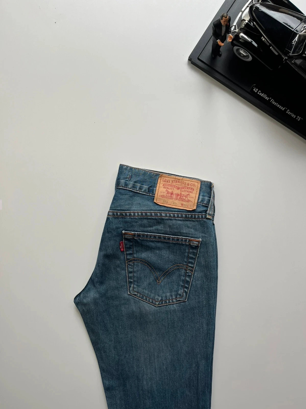 Levi’s vintage 558 patty Anne square cut slim lo-rise women’s blue jeans UK10 W29 L32 Altered