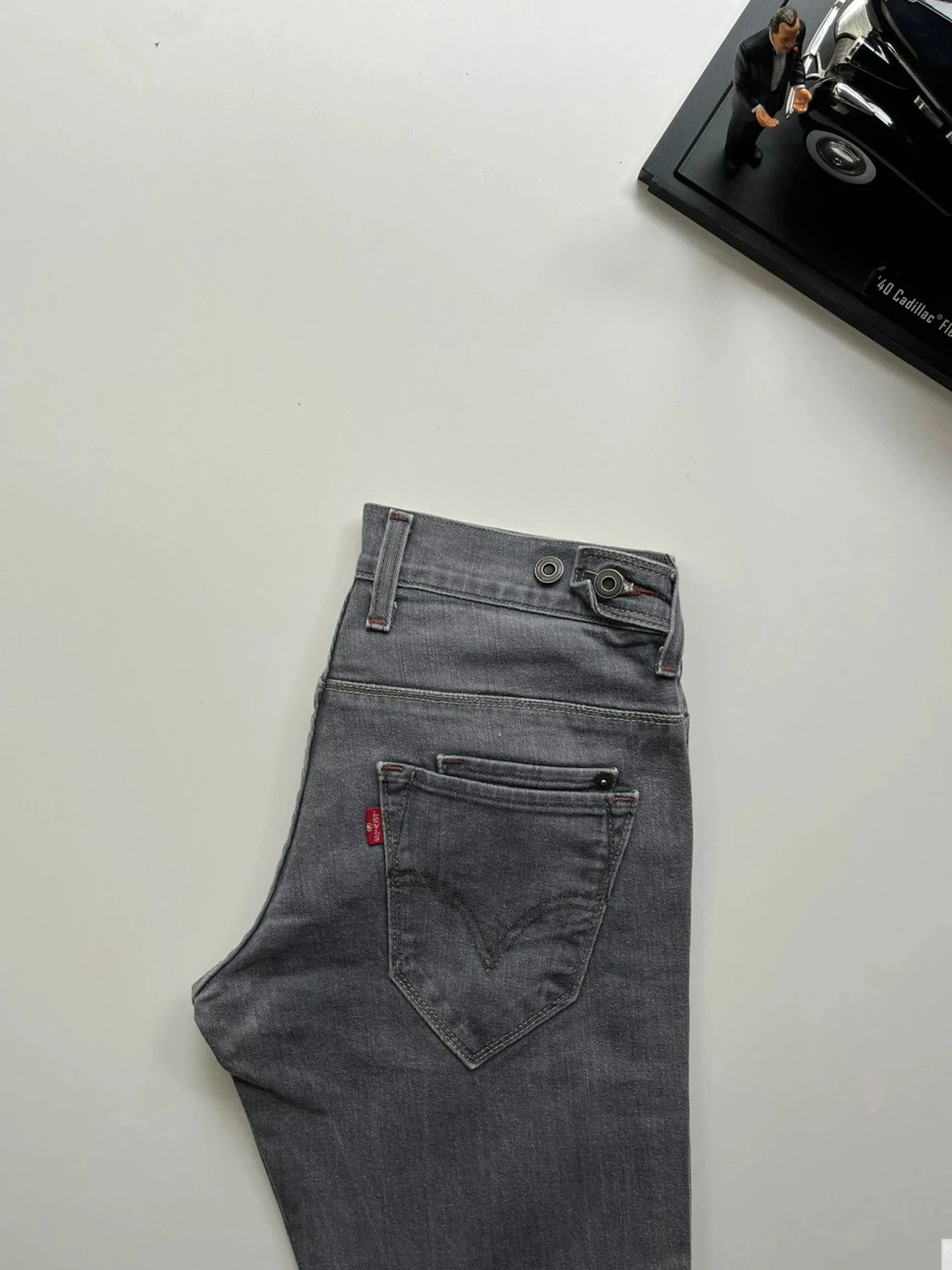 Levi’s vintage skinny low-rise adjustable grey stretch women’s jeans UK8 W26 L29 Altered