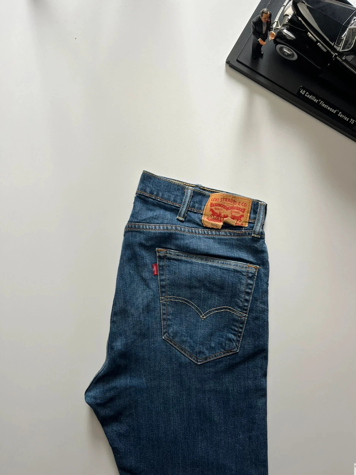 Levi’s vintage 505 relaxed straight highrise mom-style blue stretch women’s jeans UK20 W38 L30
