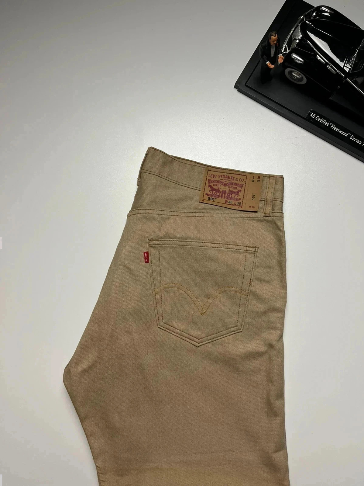 Levi’s vintage 501 classic straight button fly beige men’s workwear Jeans W38 L27 Altered