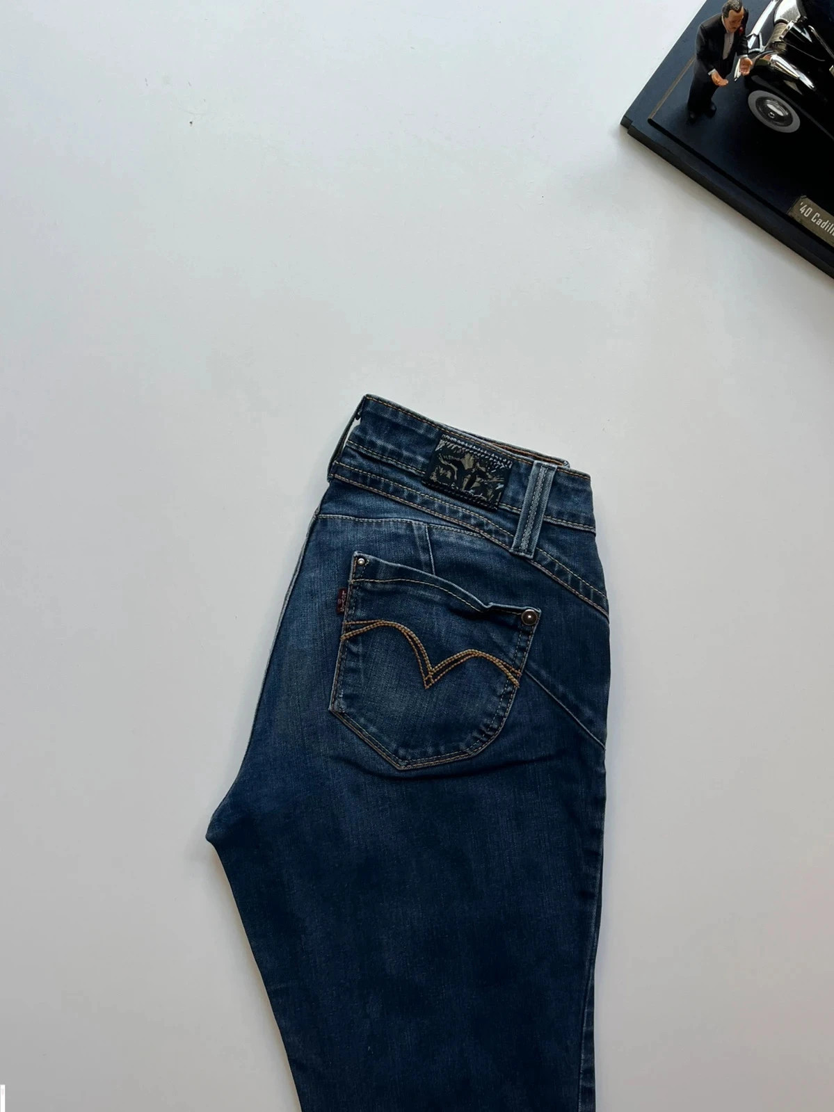 Levi’s vintage revel bold curve skinny navy stretch women’s jeans UK12 W30 L30 Altered
