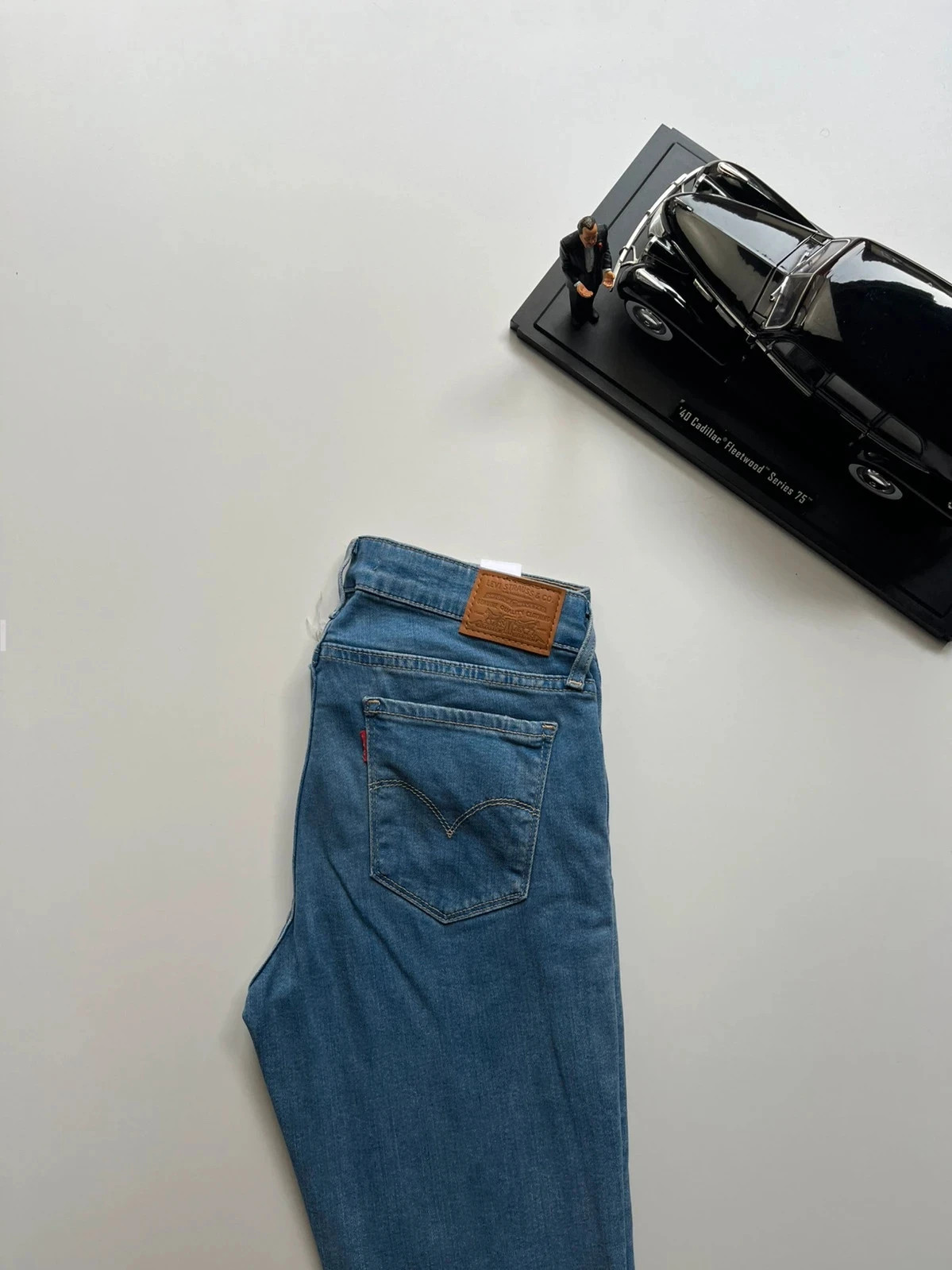Levi’s vintage premium 711 skinny mid-rise stretch blue women’s raw-hem workwear jeans UK10 W28 L33